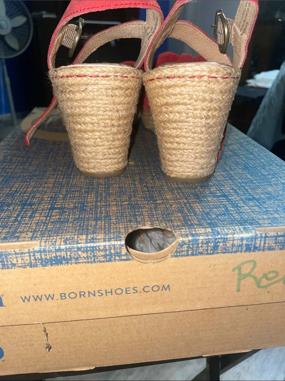 Born Red Suede Bow Espadrille Wedge Sandals